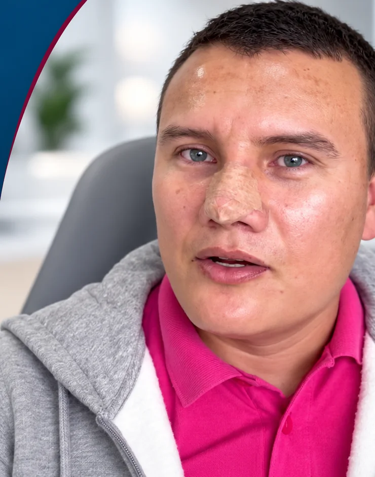 Paciente de rinoplastia, en la portada de su testimonio en video